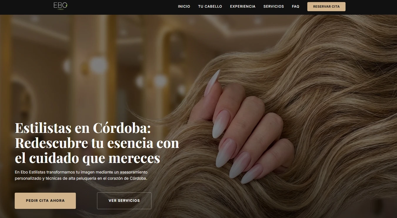 Web diseñada para EBO Estilistas