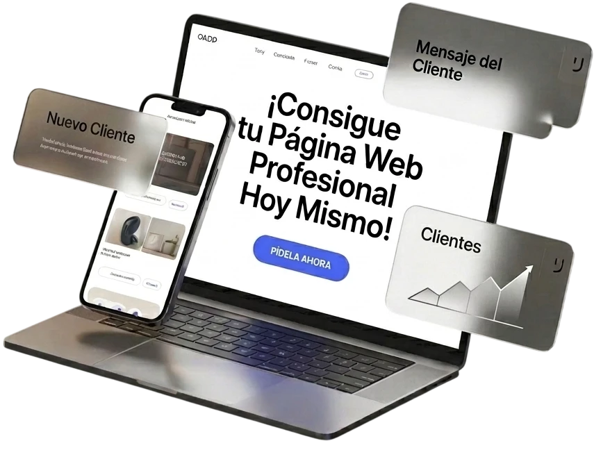 Mockup laptop y tarjetas de clientes Brummaa